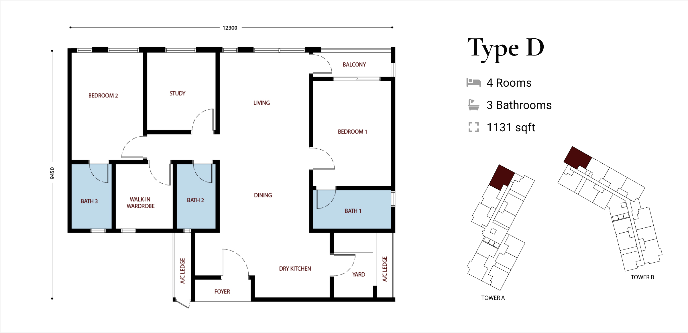 Type D - 1131 sqft